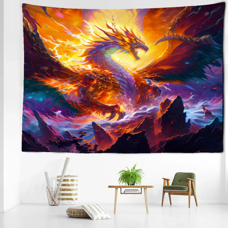 Afralia™ Mysterious Witchcraft Dragon Tapestry Wall Hanging Home Decor