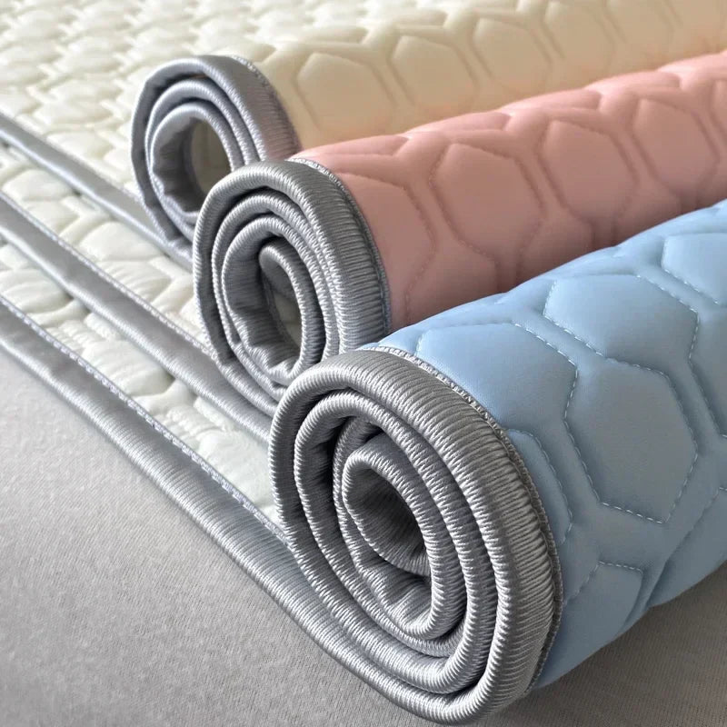 Afralia™ 4mm Latex Filled Bed Mat & Pillowcase Set - Cooling Ice Silk Sleep Mats