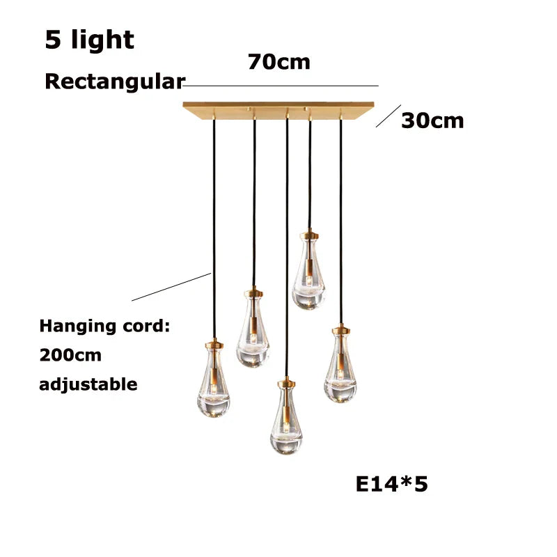 Afralia™ New Copper LED Pendant Light for Living Room and Hotel Staircase