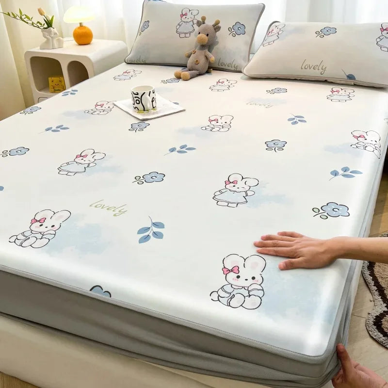 Afralia™ Cooling Ice Silk Mattress - 3Pcs, High Quality, Simple Pattern, Anti-Wrinkles.
