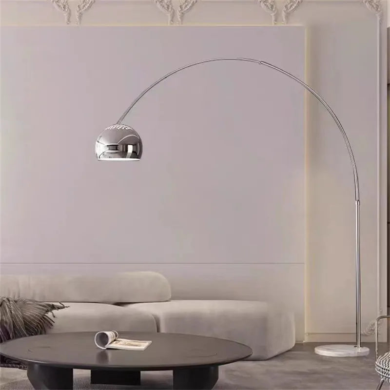 Nordic Orange Arc Floor Lamp with Marble Base - Afralia™ Brand