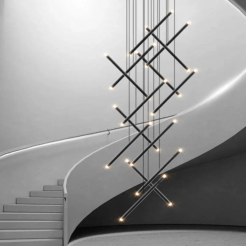 Afralia™ Modern LED Stair Chandelier for Designer Living Room - Interior Deck the Halls Pendant Lamp