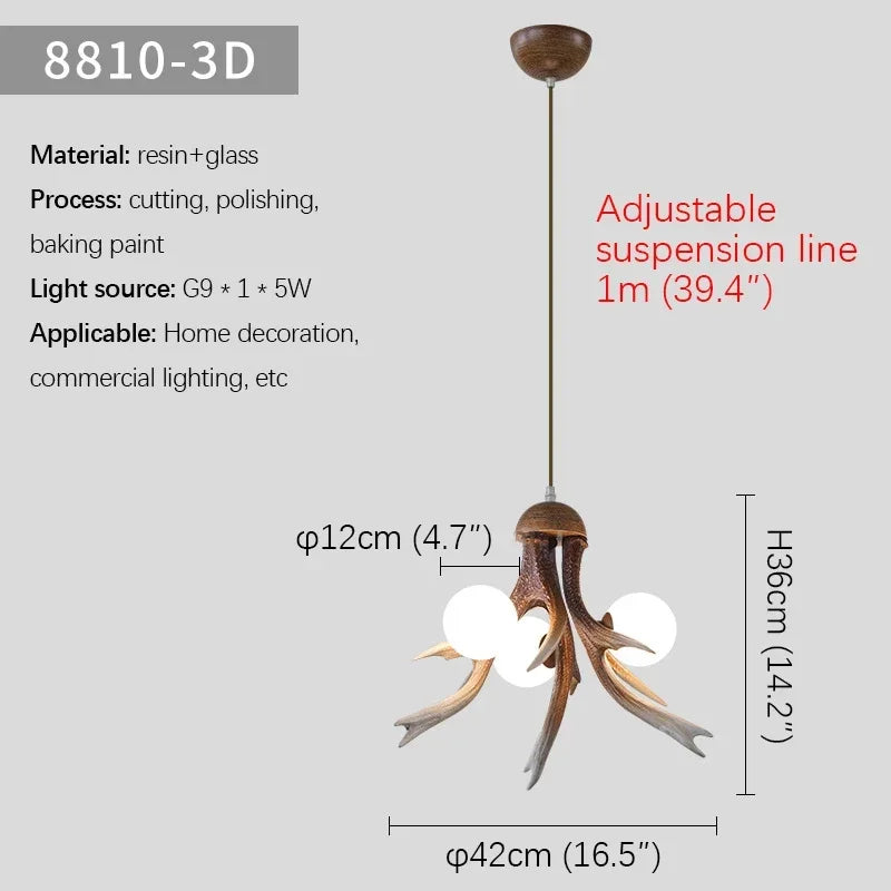 Afralia™ Nordic Antlers Chandelier for Restaurant Bar Cafe Homestay Wooden House Decor