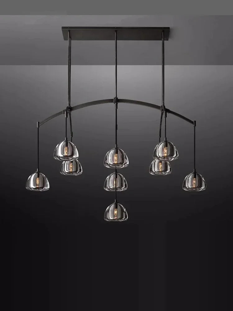 Afralia™ Black Brass Retro Crystal Copper LED Ceiling Pendant for Home Lighting