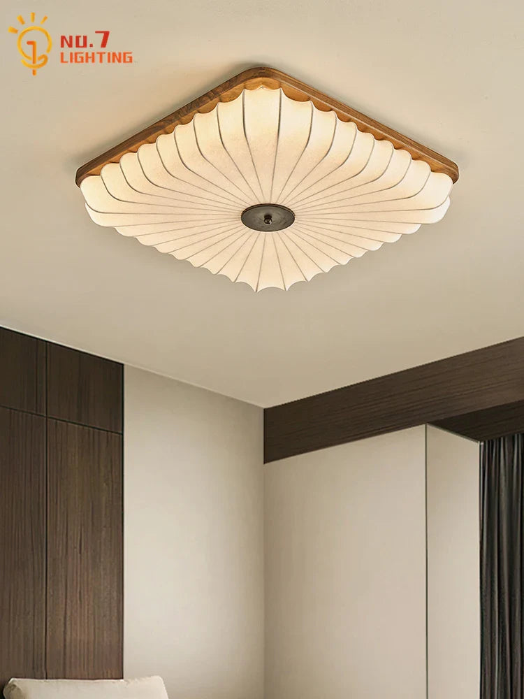 Afralia™ Minimalist Walnut LED Ceiling Light for Bedroom, Living Room, Kitchen