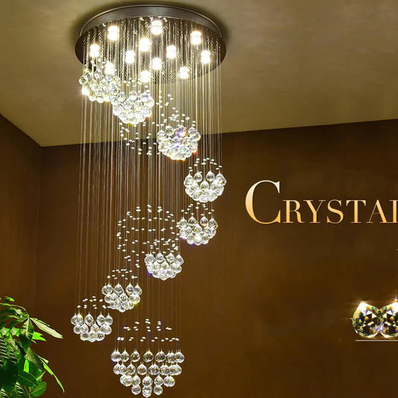 Afralia™ Crystal LED Chandelier for Large Villa Ceiling Lights, Hotel, Kitchen Decor