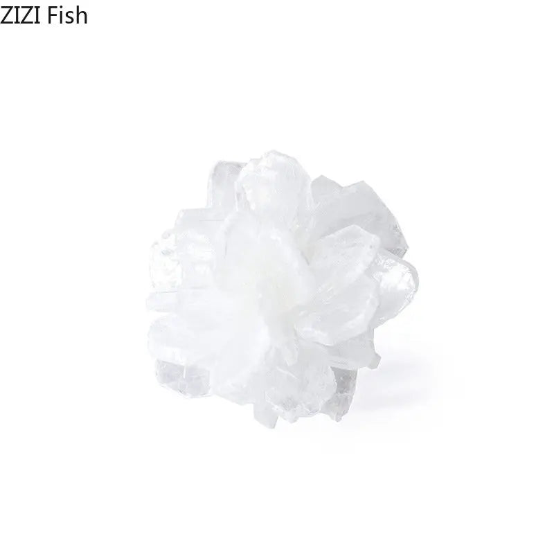 Afralia™ White Ore Flower Gypsum Statue Decorative Figurines