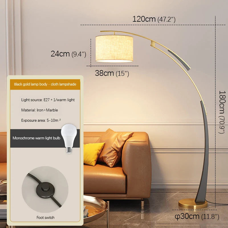 Afralia™ Nordic Fishing Floor Lamp Modern Living Room LED Standing Light