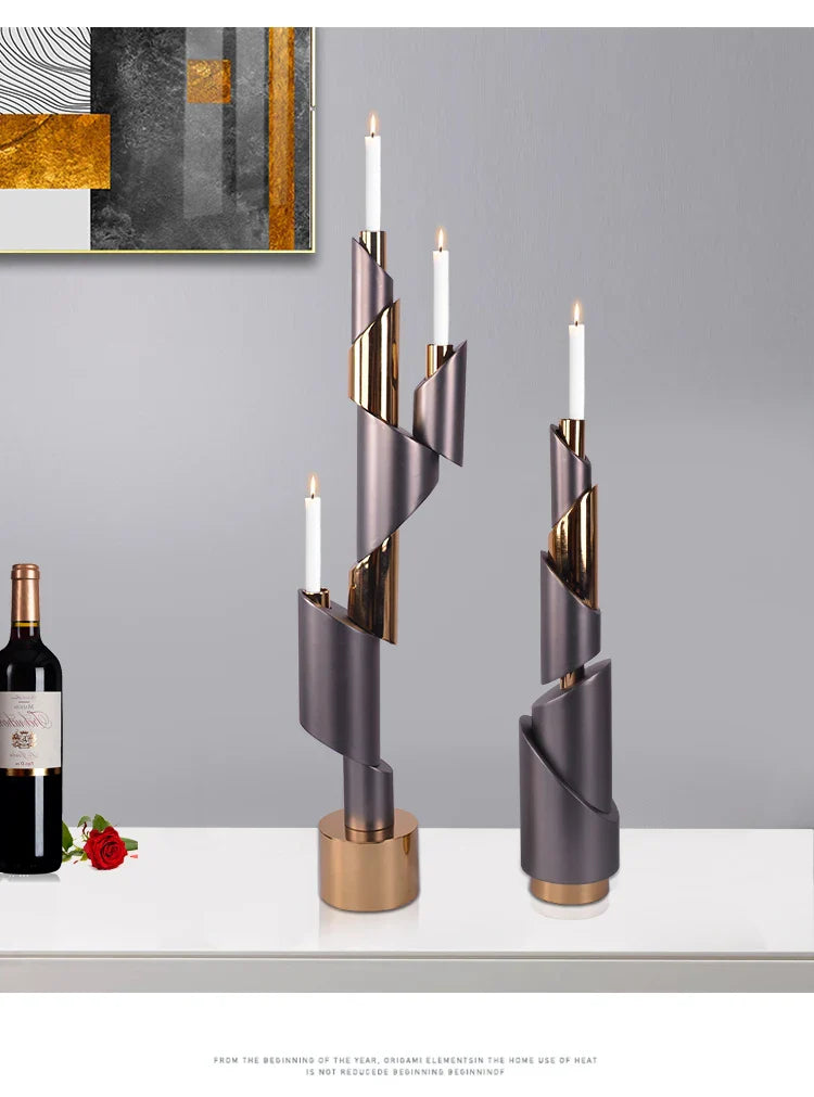 Afralia™ Geometric Helical Pipe Candle Holder for Home Decor and Centerpieces