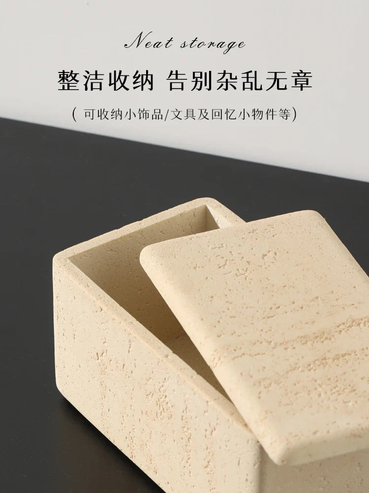 Afralia™ Marble Desktop Storage Box for Home Décor and Organization