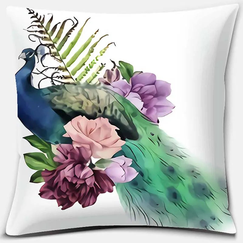Afralia™ Pink Flower Pattern Decorative Cushion Cover for Sofa Throw Pillow