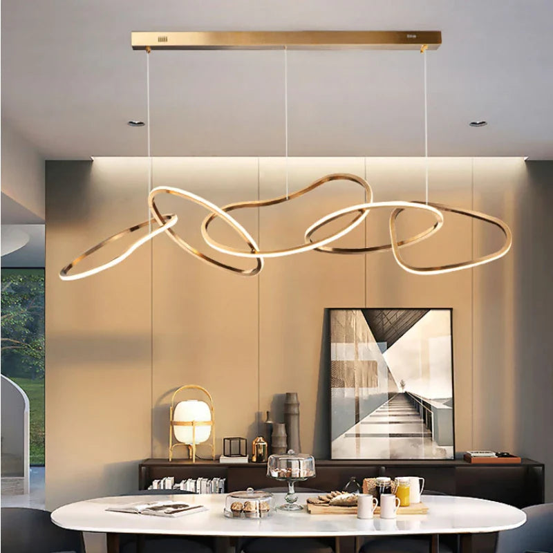Afralia™ Nordic LED Circle Chandelier in Gold/Rose Gold for Dining Room & Kitchen