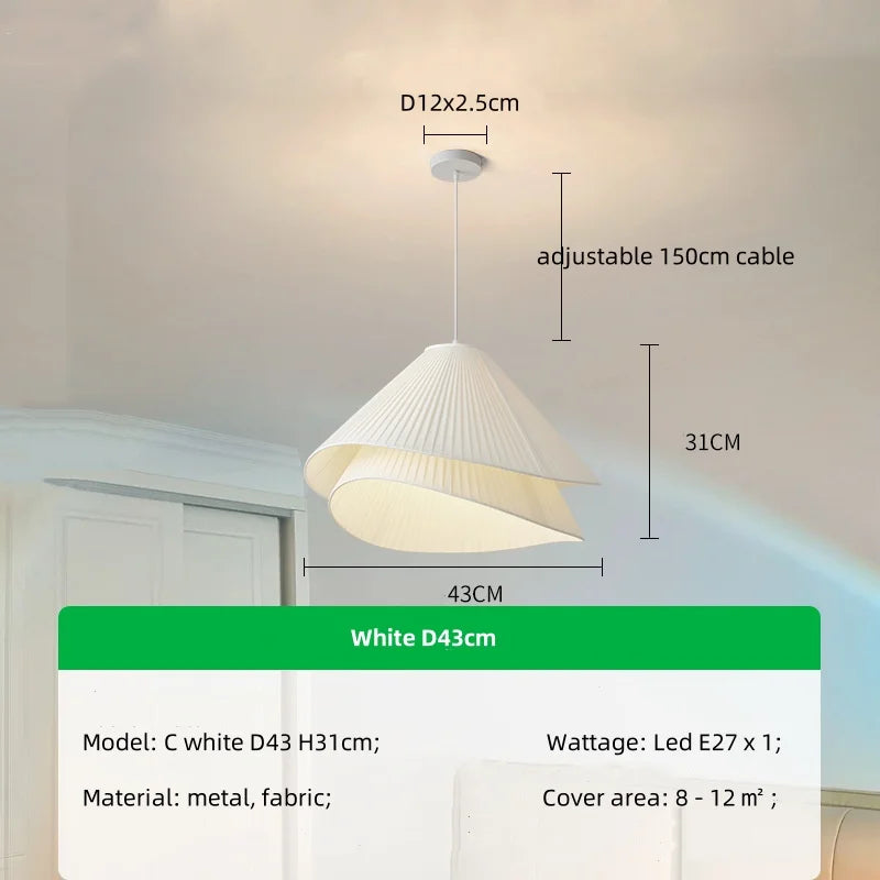 Afralia™ Nordic Fabric LED Chandelier Minimalism Pendant Light for Bedroom Dining Room