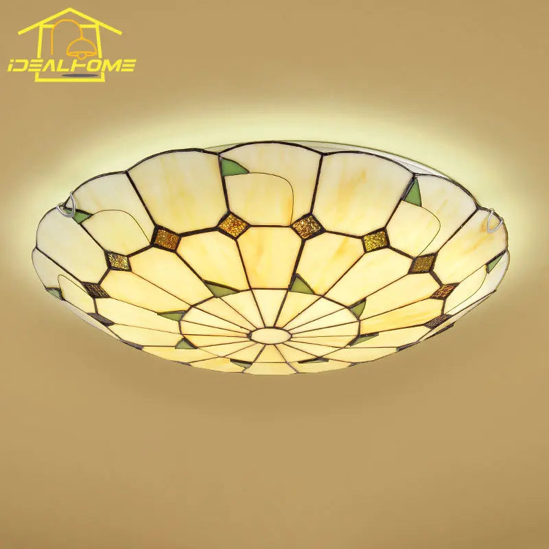 Afralia™ Vintage Tiffany Glass Ceiling Lamp for Home Decor Bedroom Living Room