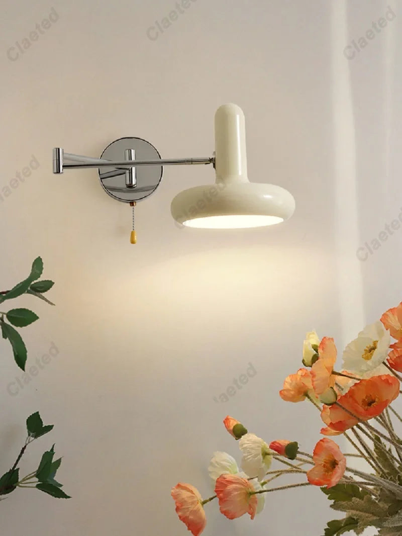 Afralia™ Nordic Cream Style Retractable Wall Lamp LED E27 Bulbs Creative Rocker Lamp