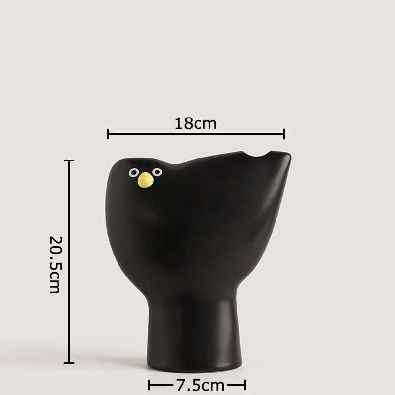 Afralia™ Ceramic Bird Vase Desk Decor with Artificial Flowers for Aesthetic Room Ambiance