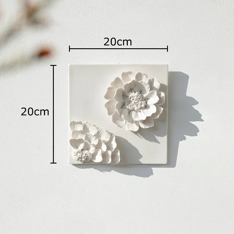 Afralia™ White Flower Wall Hanging: Artistic Living Room Decor & Floral Ornaments