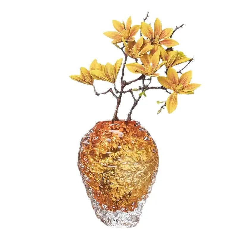 Afralia™ Glass Colored Vase Orange Floral Arrangement Hydroponics Terrarium Home Decor