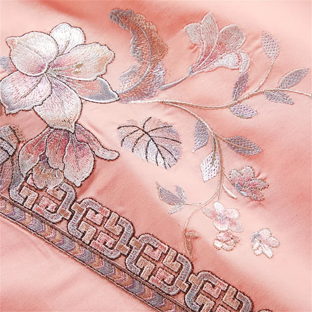 Afralia™ Pink Egyptian Cotton Jacquard Bedding Set with Satin Finish
