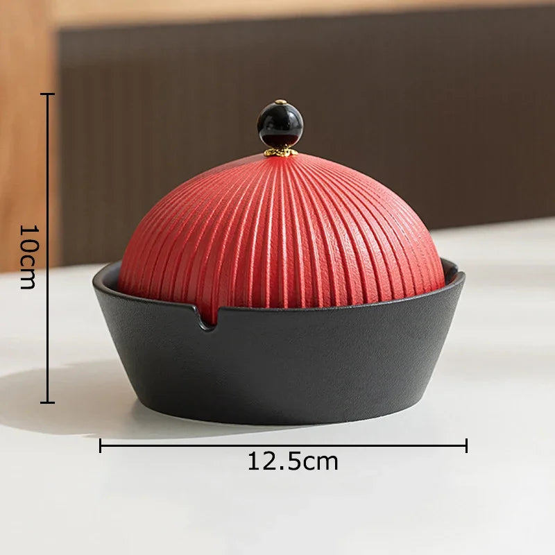 Afralia™ Official Ceramic Ashtray with Lid - Windproof Tabletop Smoking Accessories Gift
