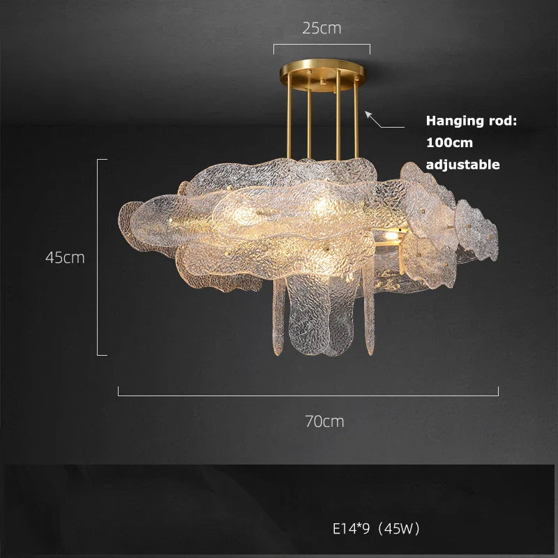 Afralia™ Nordic Glass Gold LED Chandelier, Dimmable Decorative Ceiling Fixture