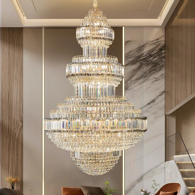 Afralia™ Crystal Villa Chandelier: Luxe European Duplex Hall Lighting - Elegant Living Room Decor