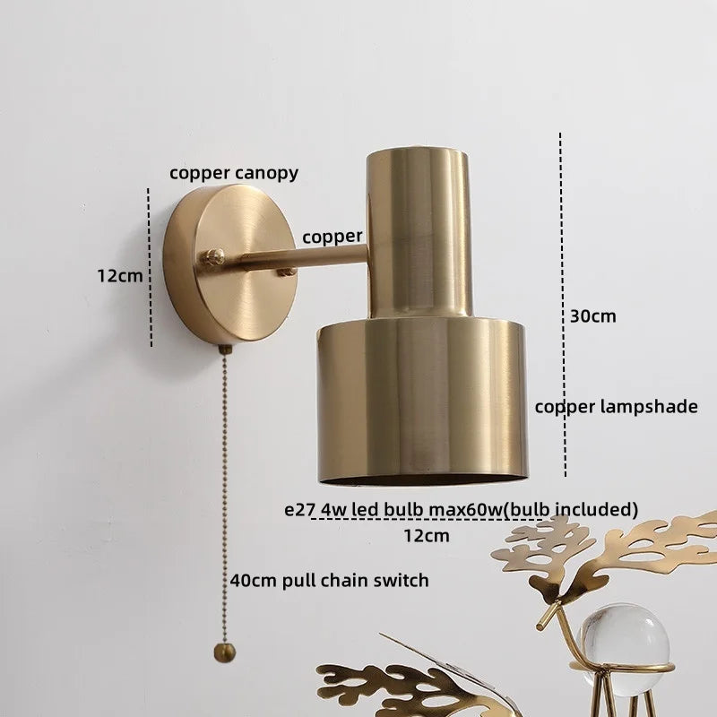 Afralia™ LED Wall Lamp with Pull Chain Switch for Modern Home Decor