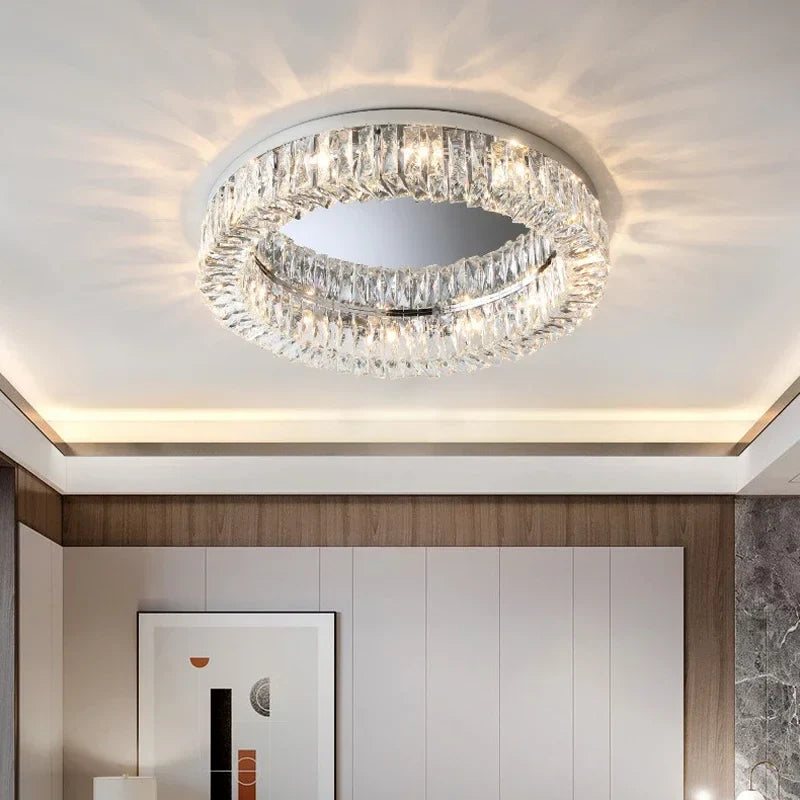 Afralia™ Crystal LED Ceiling Lights: Luxury Home Lighting for Living & Dining Room, Bedroom Decor