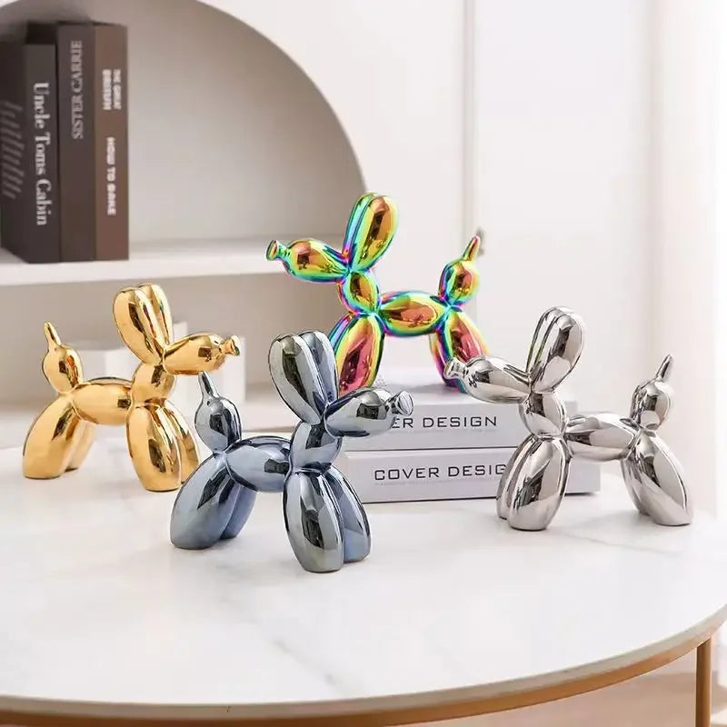 Afralia™ Balloon Dog Ceramic Sculpture Ornament for Home Office Decor & Gifts