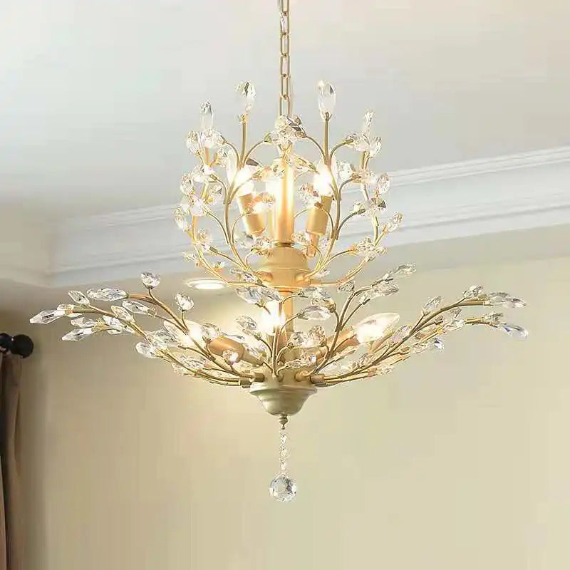 Afralia™ Tree Branch Leaves Chandelier: Vintage Crystal Lustre for Living Room, Bedroom, Kitchen
