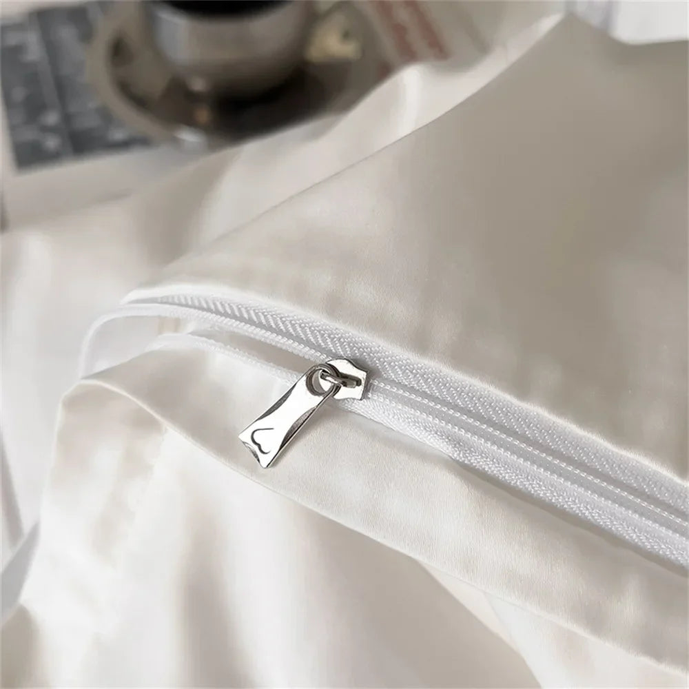 Afralia™ 1200TC Embroidered Egyptian Cotton Bedding Set - 4pcs King Queen Solid Sheets