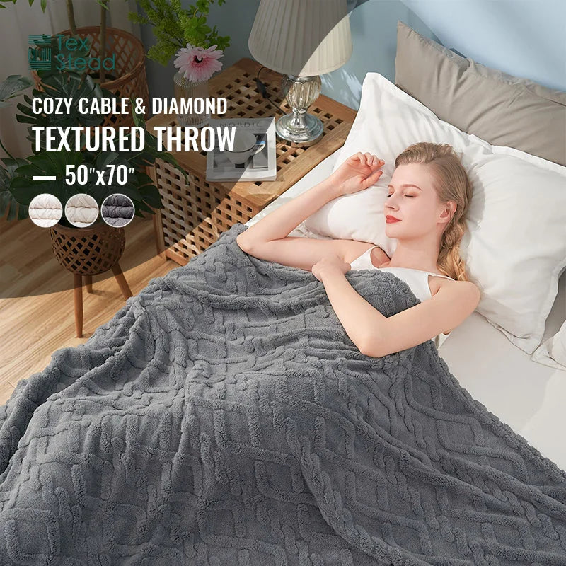 Afralia™ Super Soft Furry Throw Blanket for Girls Women, Stylish Design, Cozy & Warm