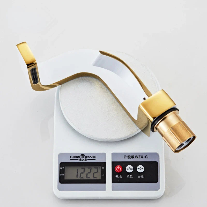 Afralia™ Luxury Waterfall Brass Washbasin Faucet, Hot/Cold Mixer Taps in Gold/Black/Chrome