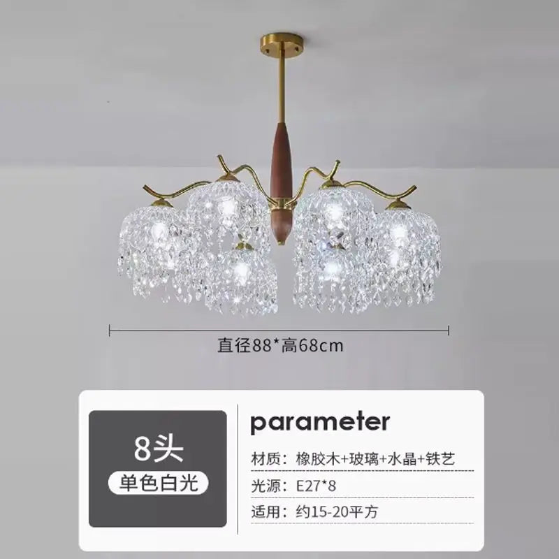 Afralia™ Retro Rose Glass Chandelier Daily Lighting for Living Room & Bedroom