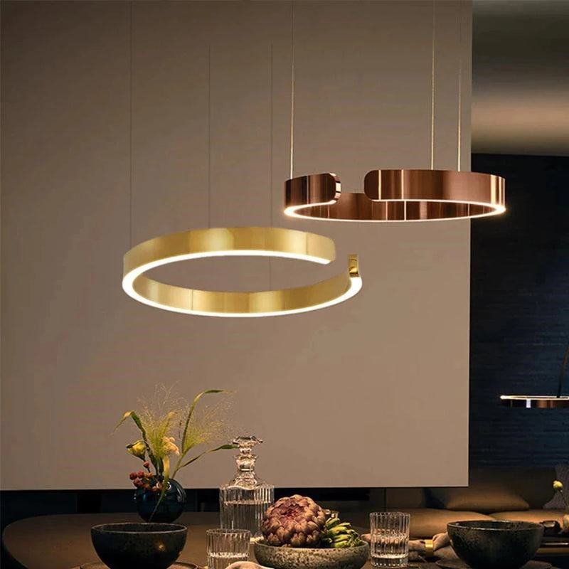 Afralia™ LED Circle Rings Chandelier: Modern Indoor Decor Pendant Light for Living Dining Hall Lobby