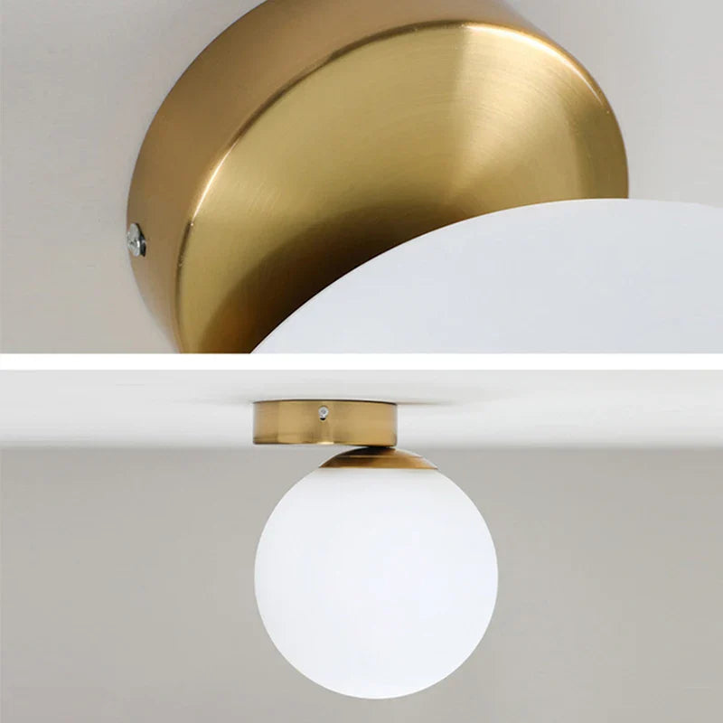 Afralia™ Glass Round Ceiling Lamp Brass Metal Lights for Hallway and Aisle