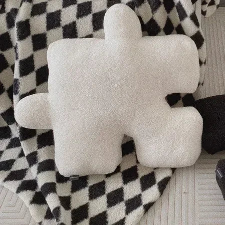 Afralia™ Teddy Velvet Jigsaw Seat Cushion - Plush Home Decor Throw Pillow
