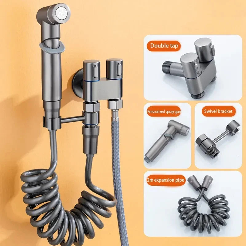 Afralia™ Hygienic Bidet Sprayer with Double Outlet Valve and Shower Head