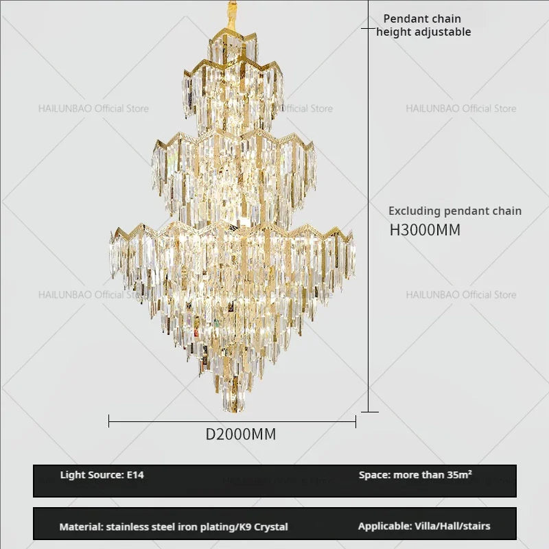 Afralia™ Crystal Chandelier | Modern Luxury Duplex Building Chandelier for Villa and Hotel
