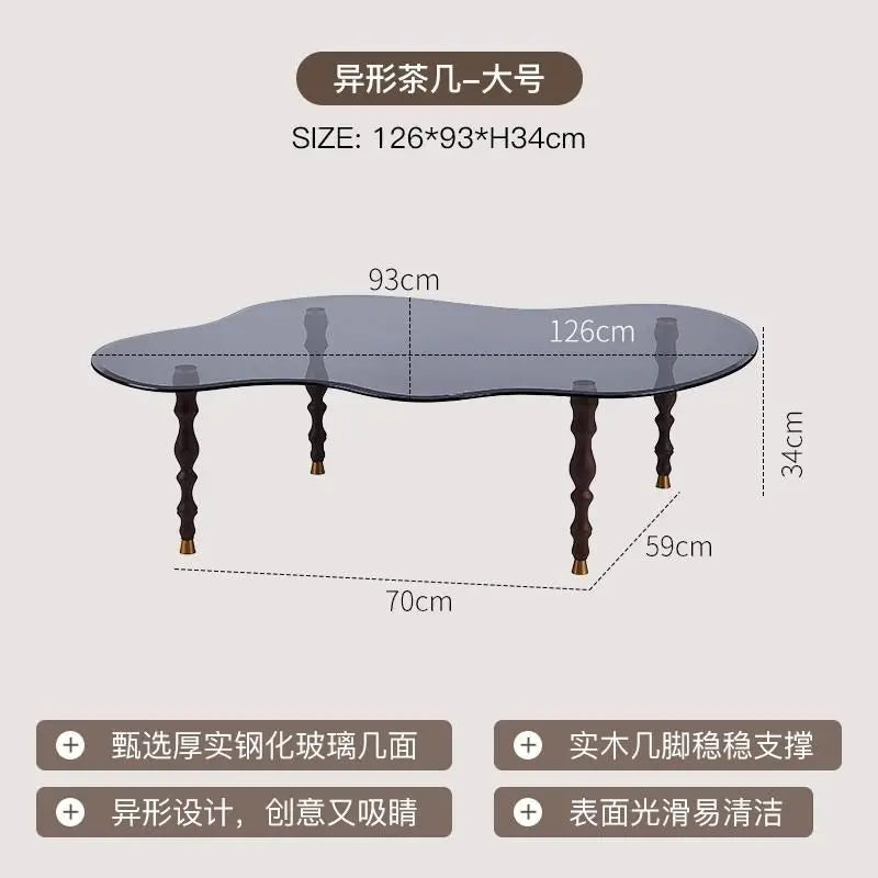 Afralia™ 80*40cm Solid Wood Peanut-Shaped Coffee Table for Living Room