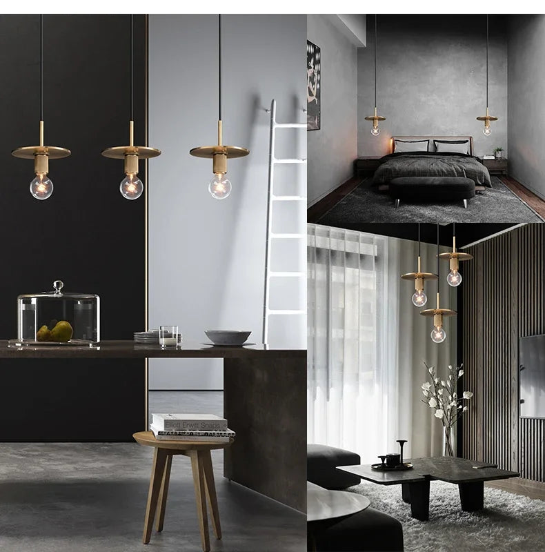 Afralia™ Luxury Gold Pendant Light for Restaurant Bar Bedroom - Vintage Modern Nordic Style