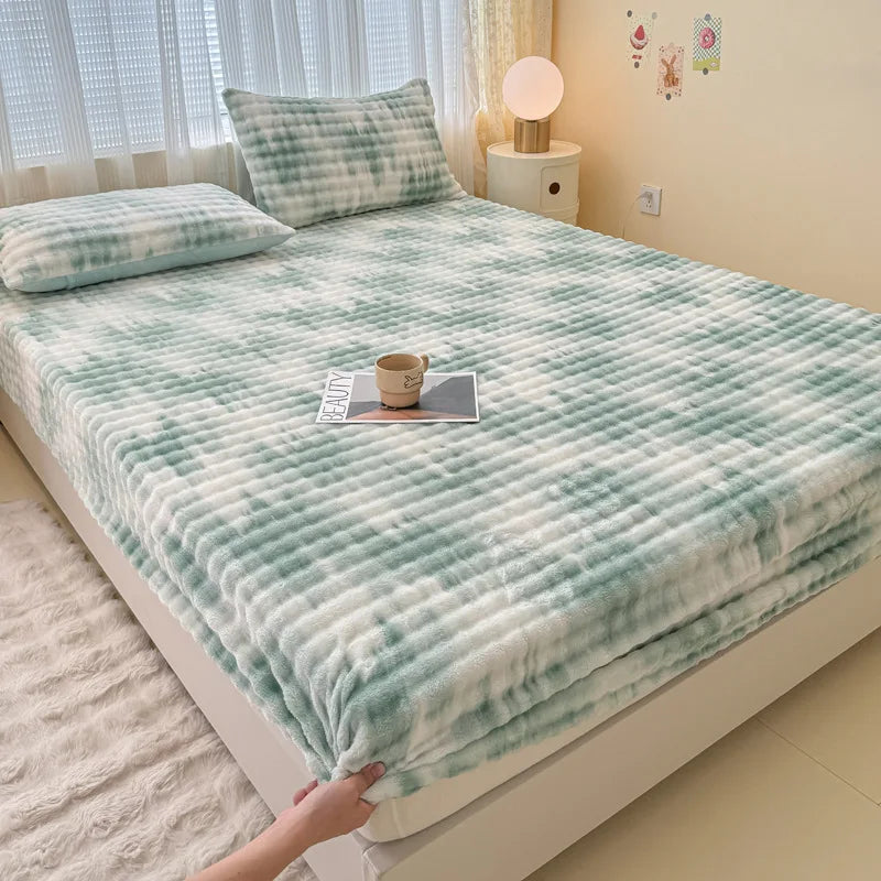 Afralia™ Milk Velvet Printed Fitted Sheet: Soft & Luxurious Single Bed Cover for Winter