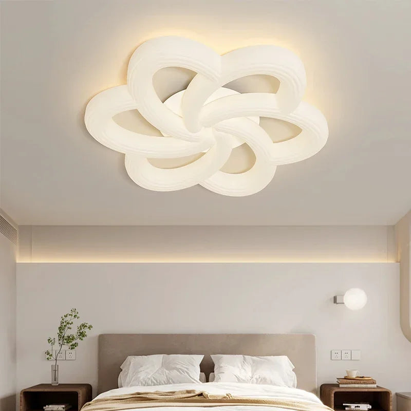 Afralia™ Nordic Flower LED Ceiling Light for Living Room Bedroom - Creamy Style
