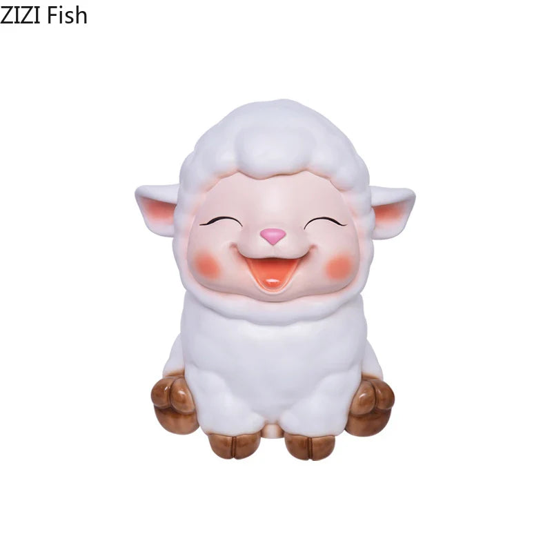Afralia™ Little Lamb Child Savings Jar Piggy Bank Aesthetic Desk Ornament Sculpture