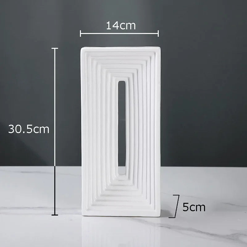 Ceramic Geometric Sculpture. Abstract Desk Decor. Afralia™ Square Arch Statue.