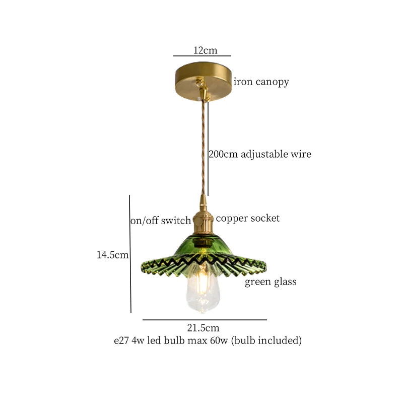 Afralia™ Green Glass LED Pendant Light Fixture - Modern Nordic Hanging Lamp