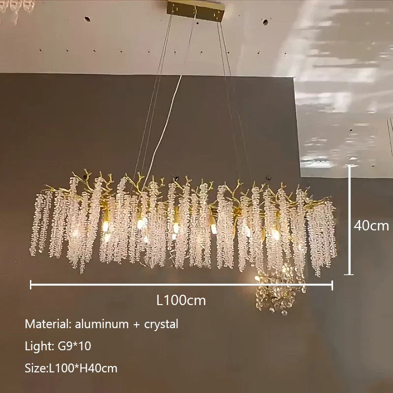 Afralia™ Luxury Crystal Ceiling Chandelier LED Pendant Lamp for Living Dining Bedroom