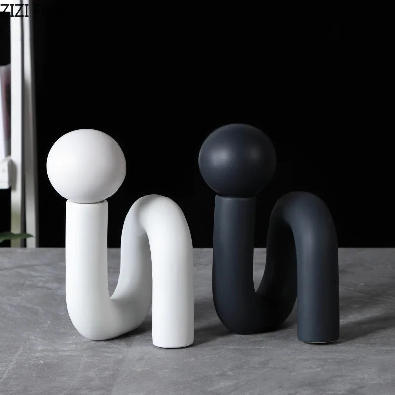 Afralia™ Twisted Pipeline Ceramic Sculpture Desk Decoration Statement Piece