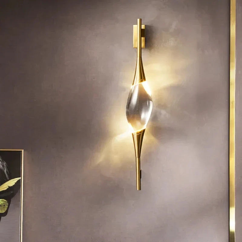 Afralia™ Wall Light Brass Crystal LED Sconces Indoor Fixtures Luxe Up Down Lighting