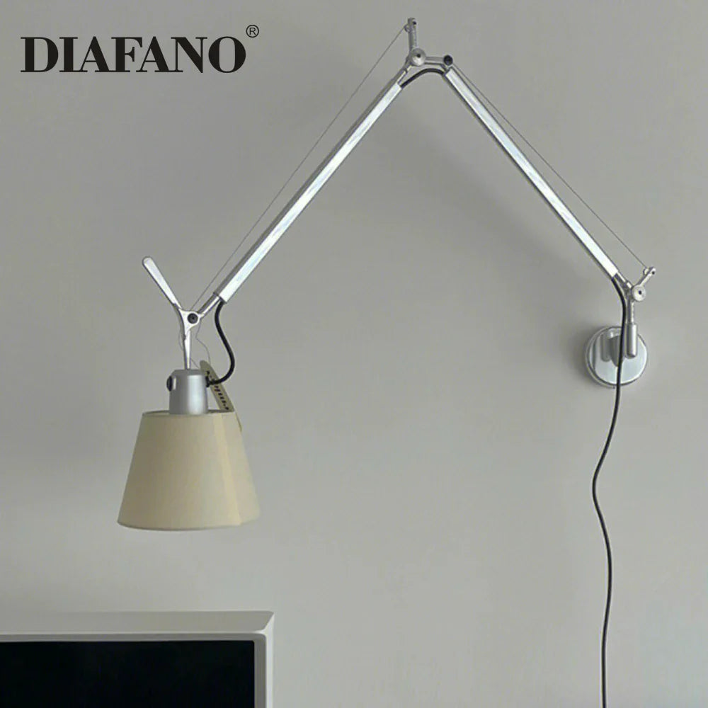 Afralia™ Adjustable Aluminum Wall Lamp with Long Swing Arm for Bedside & Study